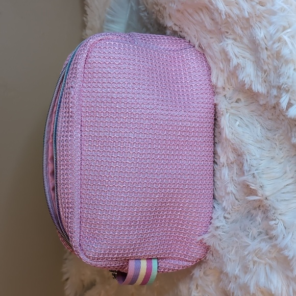 BEACH Pouch With Patches - Snacks Bag Chenille Letter Bag Cosmetic Pink Canvas - Picture 5 of 9